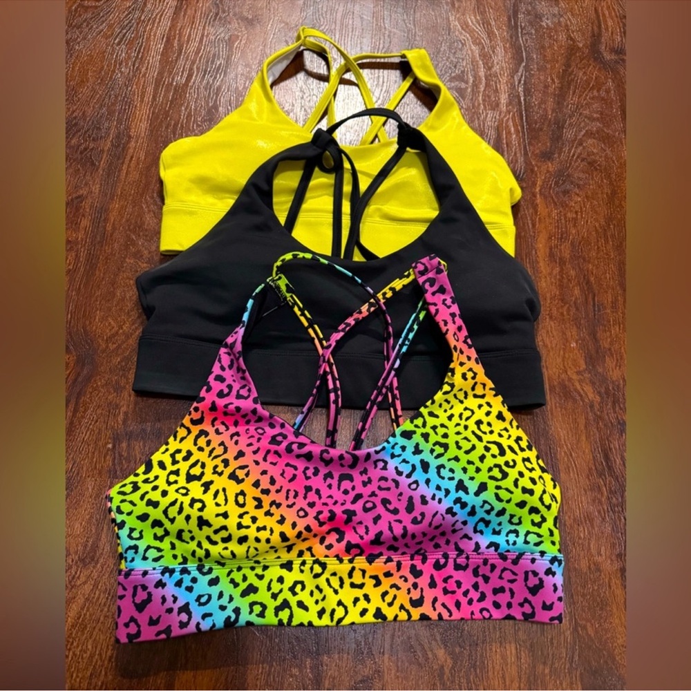 ZYIA Sports Bras - Black, Yellow, Multicolor Leopard